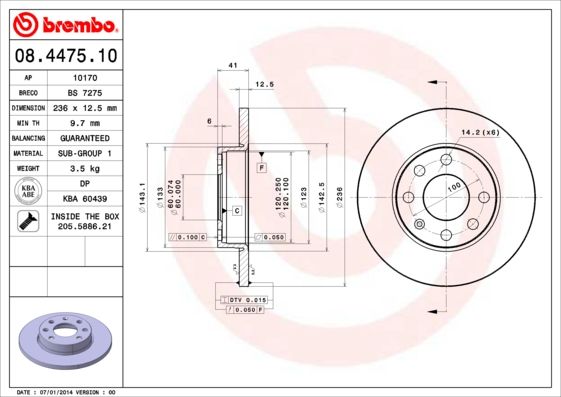 ÖN FREN AYNASI CORSA B-ASTRA F-VECTRA A-ASCONA C-COMBO B 94-01 236x13x4DL DOLU