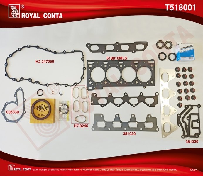 MOTOR TAKIM CONTA SİLİNDİR KAPAK CONTASI Lİ LAGUNA 2 2.0 16V F4R SKT KEÇELİ VE SUBAP LASTİKLİ