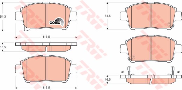 ÖN BALATA COROLLA 1.4 1.6 1.4VVTİ 1.6VVTİ 1.8 00-07 YARIS 1.3 1.5 1.4D-4D 99-9.05