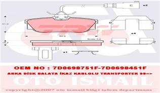 ARKA BALATA FİŞLİ TRANSPORTER T4 90-4.03 SHARAN 96 10 ALHAMBRA 96-10