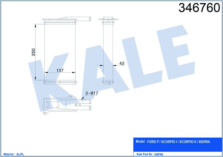 KALORİFER RADYATÖRÜ SIERRA AC KLİMASIZ 249x134x42