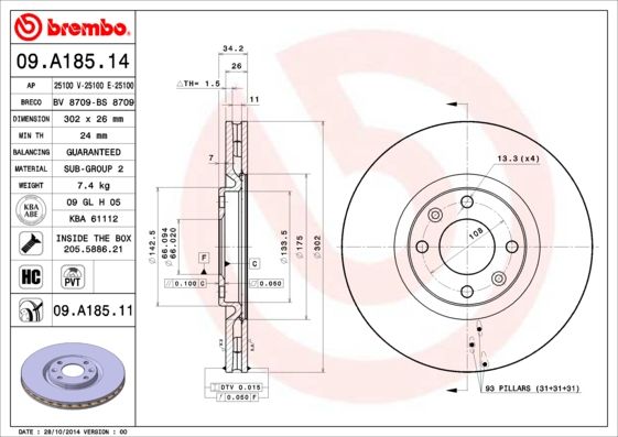 ÖN FREN AYNASI CORSA F e 19 MOKKA e 20 208 19 2008 19 308 07 3008 09 5008 09 C4 20 DS5 15 DS3 18 302x34x4DL HAVALI
