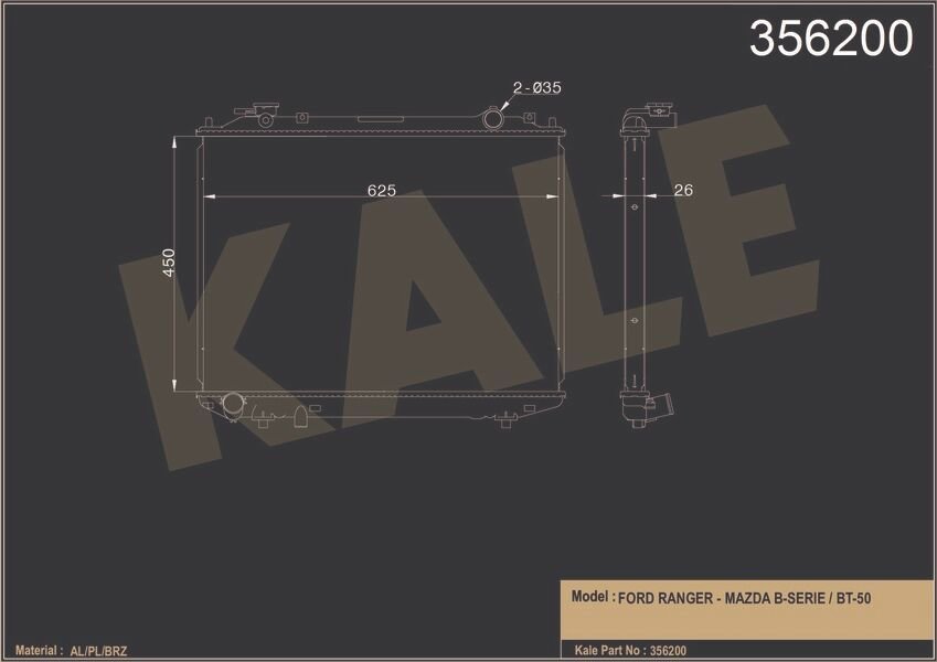 RADYATÖR RANGER 2.5D 98-03 450x625x26 AL-PL-BRZ