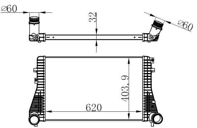 TURBO RADYATÖRÜ INTERCOOLER VW GOLF 4-CADDY 3 1.6TDI KELEPÇELİ 617X398X32 MEK.-OTOM.