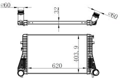 TURBO RADYATÖRÜ INTERCOOLER VW GOLF 4-CADDY 3 1.6TDI KELEPÇELİ 617X398X32 MEK.-OTOM.