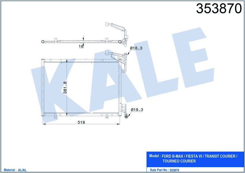 KLIMA RADYATORU KONDENSER FORD B MAX FIESTA VI 12 1.0 ECOBOOST