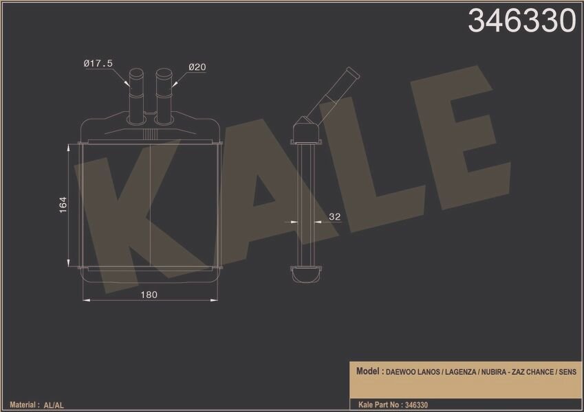 KALORİFER RADYATÖRÜ BRAZİNG DAEWOO LANOS-NUBIRA 97