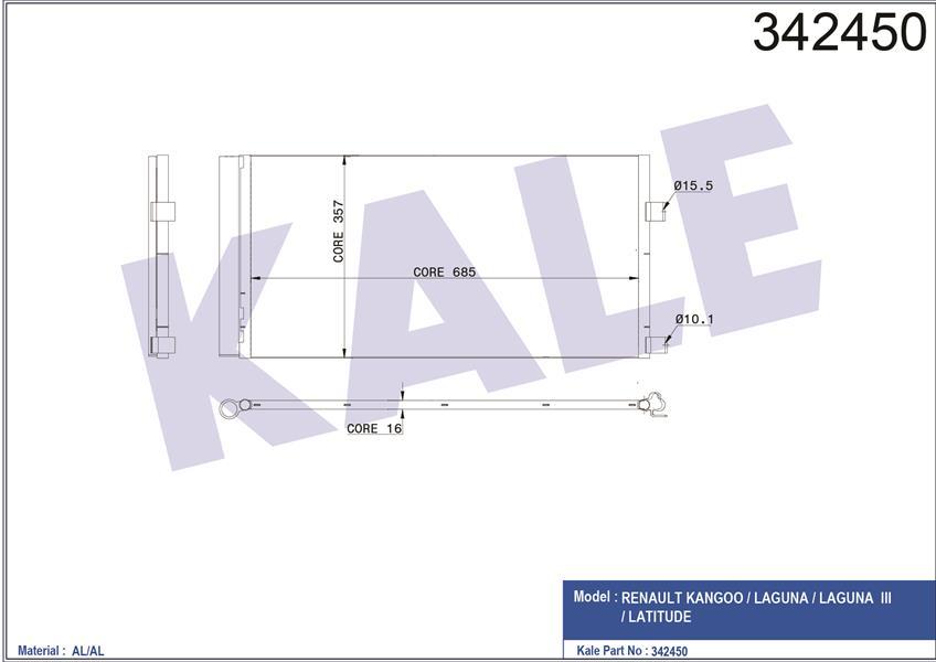 KLİMA KONDENSERİ LAGUNA COUPE-LAGUNA 3-GRANDTOUR-LATITUDE AL-AL