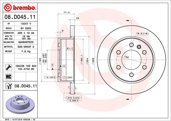 FREN DISKI ARKA MERCEDES SPRINTER B907 B910 18 KOD: -B25
