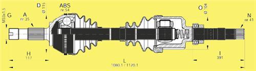 KOMPLE AKS SAĞ DUCATO-BOXER-JUMPER 2.5 D 94-02 18Q ABS Lİ 54DİŞ 1085mm