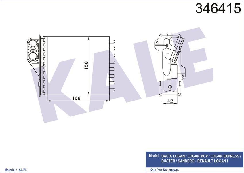 KALORİFER RADYATÖRÜ LOGAN 05 DUSTER 10 SANDERO 10 170x158