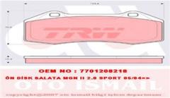 ÖN BALATA MEGANE 2 2.0 2.0 SPORT 05/04 2.0DCİ 07 2.0TCE 09 2.0RS 08 CLIO 3 2.0 16V 2.06