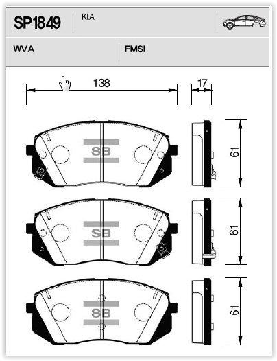 ÖN FREN BALATA HYUNDAI TUCSON 1.6L D4FE CRDİ dizel 136hp 15-> 1.6L G4FJ 15-> / KIA SPORTAGE 1.6L D4FE CRDİ dizel 136hp 15-> / 1.6L G4FJ 15-> ÜSTTEN DELİKLİ TİP