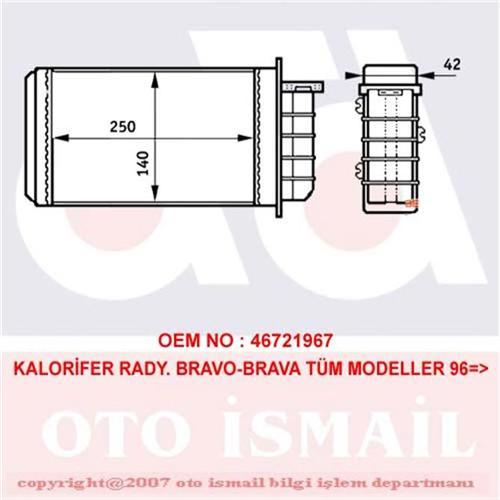 KALORİFER RADYATÖRÜ BRAVO 95-01 BRAVA 95-01 MAREA 96-02 250x140x42 RA2110420