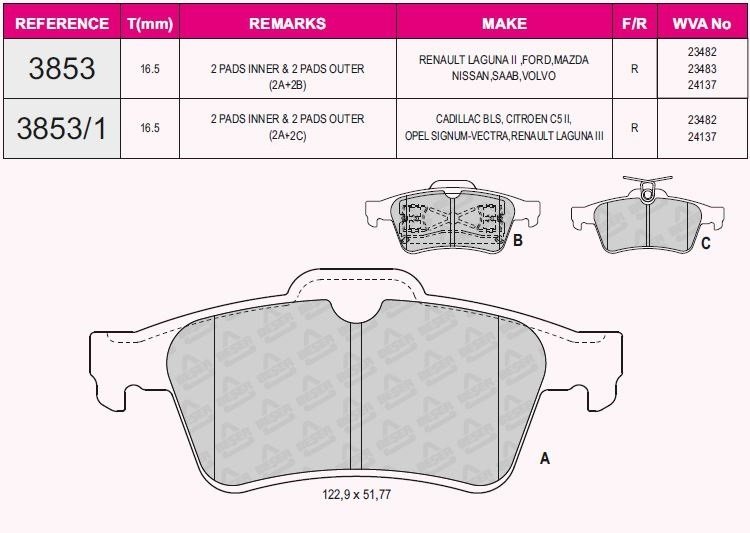 ARKA BALATA FOCUS 2 CMAX 03 CONNECT 02 LAGUNA 3 07 VECTRA C 02 C5 08 SIGNUM 03 93192623-1605200