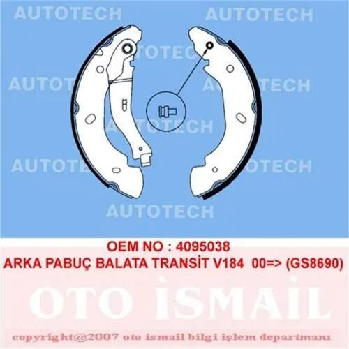 ARKA PABUÇ BALATA TRANSİT V184 2.3 2.4DI 2.4TDE 2.4TDCİ 00-5.06 280x64