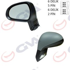 DIŞ DİKİZ AYNASI SOL 207 06 ELEKTRİKLİ ISITMALI SİNYALLİ ASTARLI KONVEKS VM-6207EHPL