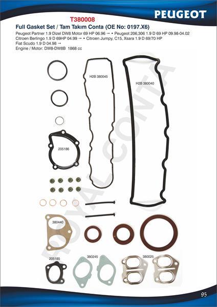 MOTOR TAKIM CONTA KEÇELİ LASTİKLİ PARTNER-BERLINGO-C15-JUMPY-XSARA 1.9 DW8