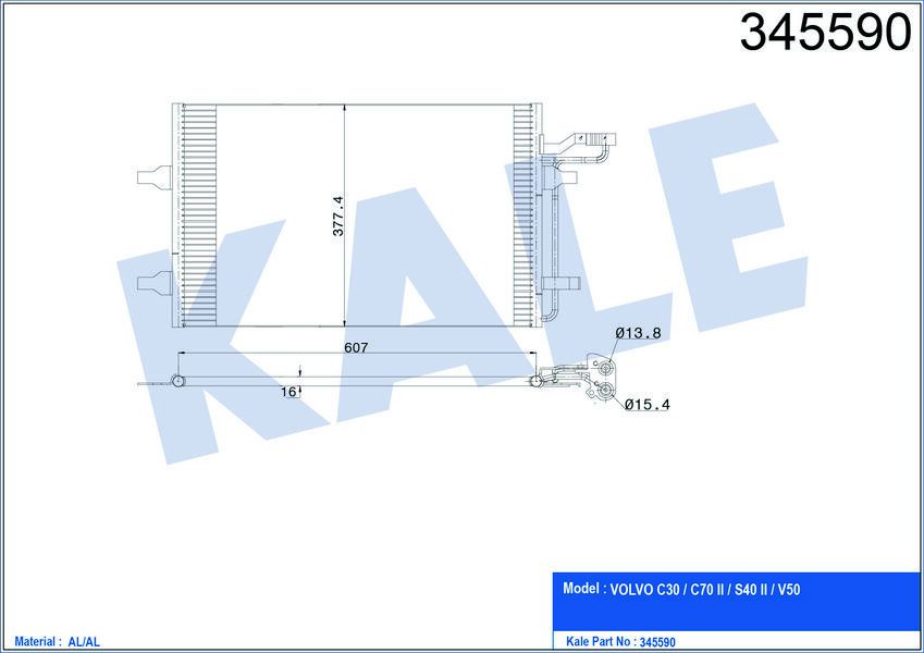 KLİMA RADYATÖRÜ VOLVO S40 2004-2012 C30 06-12 V50 1.6 D2 1.8 2.0 2004 2012