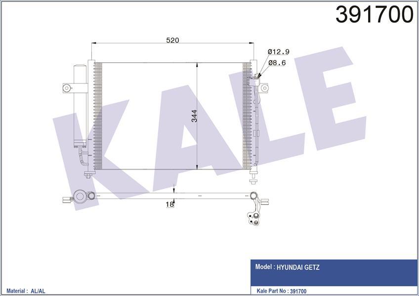 KLİMA KONDENSERİ GETZ AL/AL 540x345x18