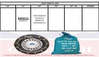 PATİNAJ ZİNCİRİ BİNEK VE HAFİF TİC.ARAÇ SERME 13-14 JANT 640x13 ZİNCİR EBATLARI İÇİN RESİME BAKINIZ