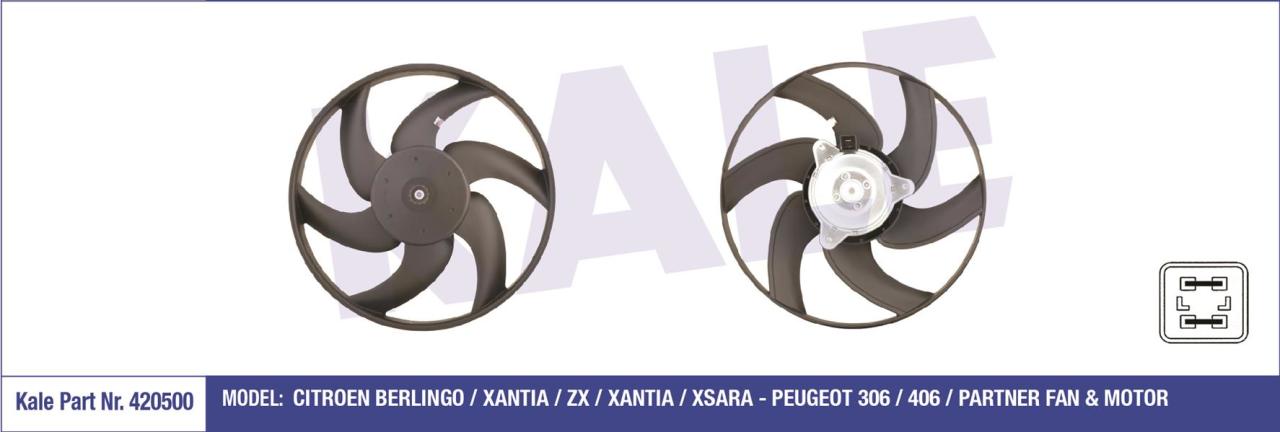FAN MOTORU CITROEN BERLINGO-XANTIA-ZX-XANTIA-XSARA PEUGEOT P306-P406-PARTNER 250W-335mm