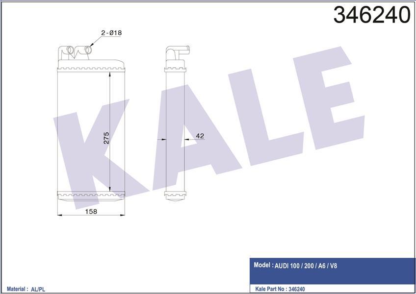 KALORİFER RADYATÖRÜ A6 94-97 MEK OTOM 273x141x32