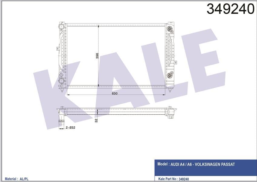 RADYATÖR PASSAT 96-00 A4 95-01 A6 00-05 ADP-AHL-ANA-ARM AC KLİMASIZ MEK OTOM 630x412x34