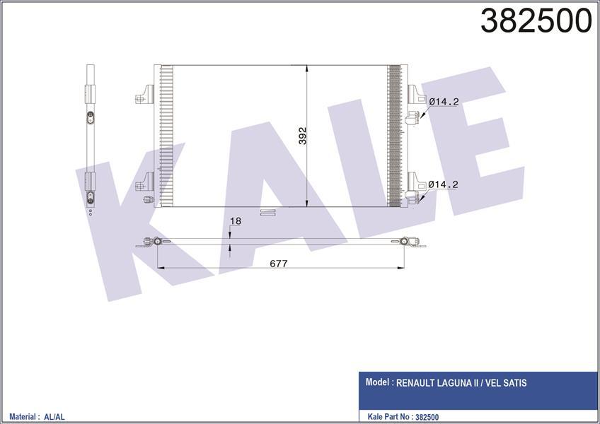 KLİMA KONDENSERİ LAGUNA 2 01 1.6 16V-1.8 16V-2.0 16V-1.9DCI AL/AL 700x391x16