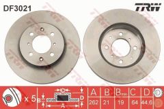 ÖN ÖN FREN DİSKİ CIVIC 4 5 VI 1.4 1.5-1.6VTEC 1.7 90/05 ROVER 200 400 25 45 262x21x4DLxHAVALI