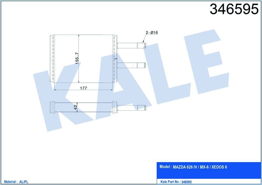 KALORİFER RADYATÖRÜ MAZDA 626 2.0L FS GE12. GE14 92-97 - ALEMİNYUM