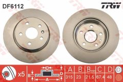 ARKA FREN AYNASI INSIGNIA A 08 SAAB 9-5 YS3G 10 17 JANT-18 JANT 315x22.9x5DLxHAVALI