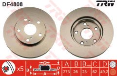 ÖN FREN AYNASI TOYOTA AURIS-COROLLA 1.4VVTİ-1.6VVTİ-1.4D-4D 07 273x26x5DLxHAVALI 0986479425