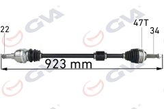 KOMPLE AKS SAĞ KALOS 1.4 16V-AVEO 1.4 16V 03-08 ABS Lİ 47DİŞ 923mm MANUEL.