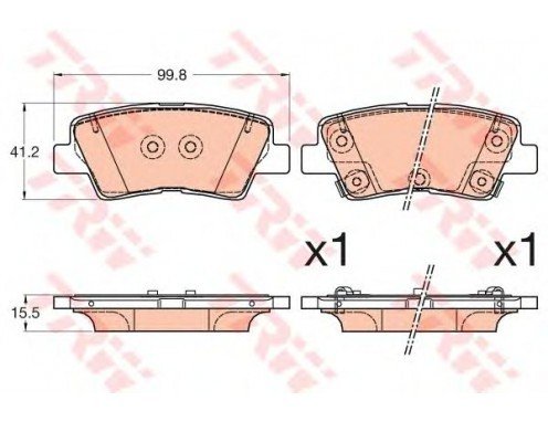 ARKA FREN BALATA HYUNDAI i20 1.2L G4LA 15-20 1.4L G4LC 15-18 1.4L D4FC CRDi 15-18 / ELANTRA 1.6L D4FB G4FG 16-> / KIA SOUL 1.6L D4FB 14-> / SPORTAGE 1.6L G4FD G4FJ T-GDI 15-> 1.6L D4FE 18-> delikli