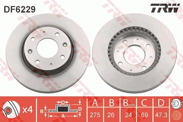 ÖN FREN AYNASI KIA CERATO 1.6-2.0 16V 04 1.5-2.0CRDI 04 275x26x4DLxHAVALI