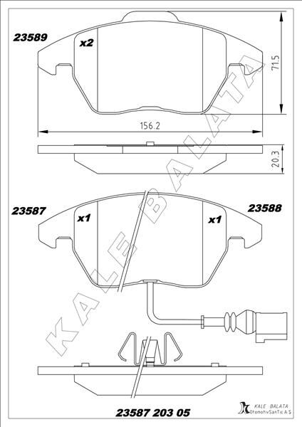 ÖN BALATA FİŞLİ CADDY 3 04 GOLF 4 5 VI 97 JETTA PASSAT 05 POLO 09 OCTAVIA 04 GDB1550