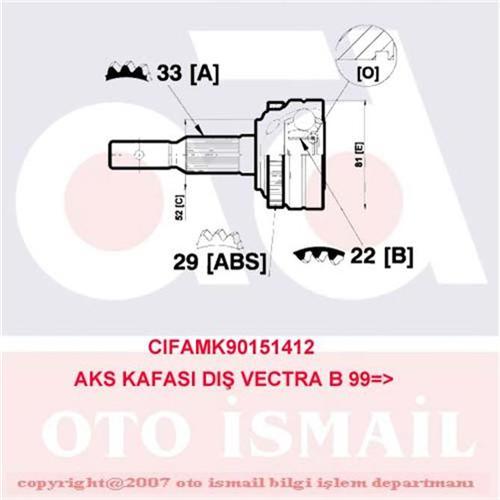 DIŞ AKS KAFASI VECTRA B 1.6i XE-XEL 96-02 ABS Lİ 29 DİŞ 33x22x52 153.5mm