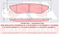 ÖN FREN BALATA TOYOTA AURIS. COROLLA 1.6L 1ZR-FE ZRE151 07-11 / 1.33L 1NR-FE NRE150 6 vites 10-12