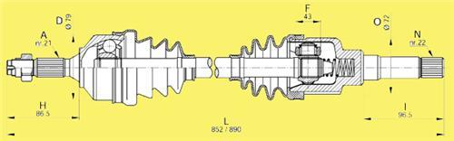 KOMPLE AKS SAĞ C3 1.4 HDI 02 70HP 857mm