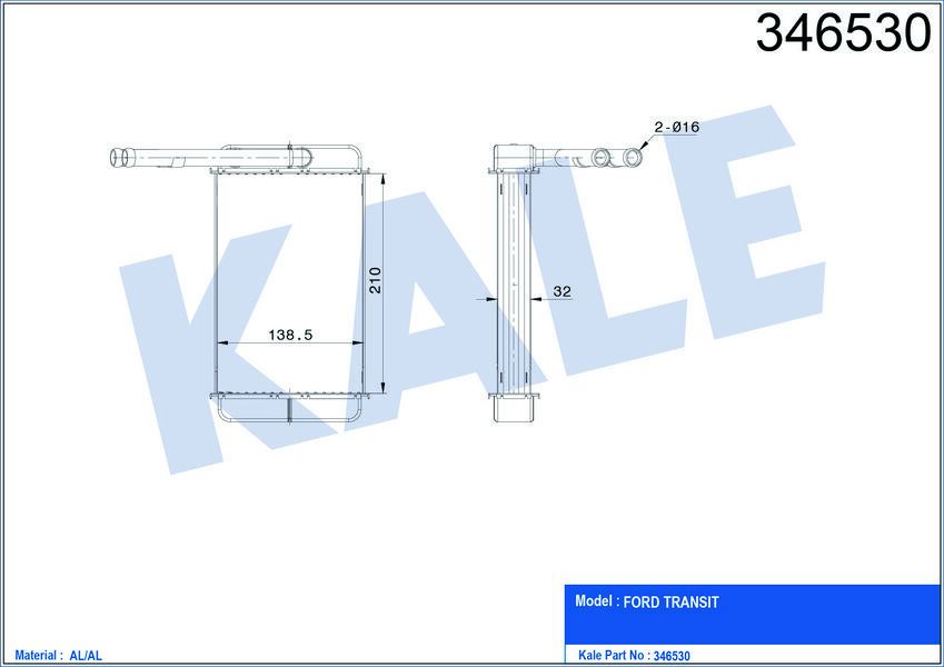 KALORIFER RADYATORU TRANSIT 2.0 2.5D 85 92 T12 T15 92 00 BRAZING