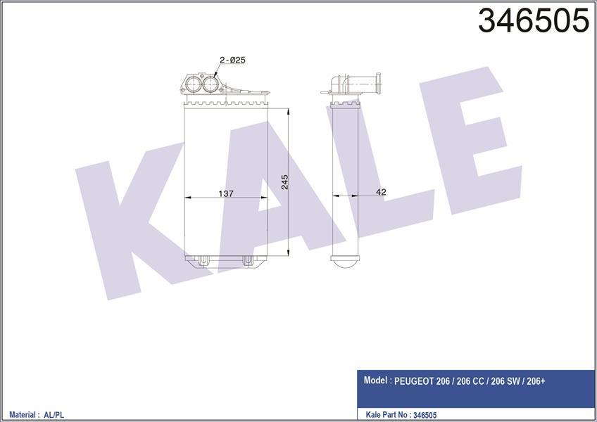 KALORİFER RADYATÖRÜ PEUGEOT 206-206 CC-206 SW-206