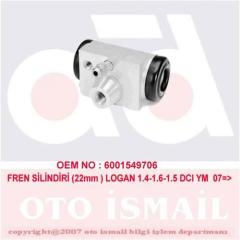 ARKA FREN SİLİNDİRİ RENAULT ZOE 18> KANGOO 08> CAPTUR 1 13> DACIA LOGAN MCV 07> LODGY 12> DUSTER 10> DOKKER 12> 22MM