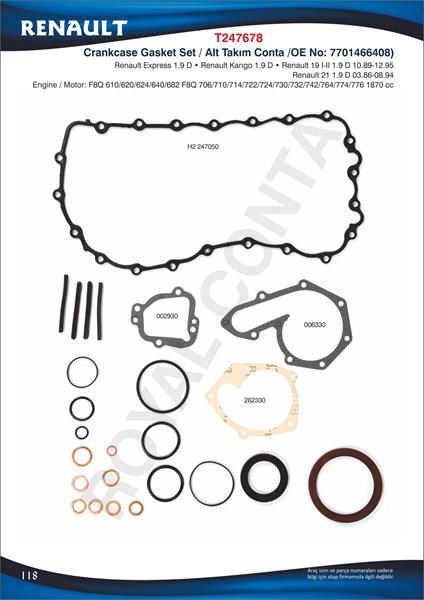 ALT TAKIM CONTA SKT KEÇELİ CLIO-MEGANE-R19-EXP 1.9 D F8Q