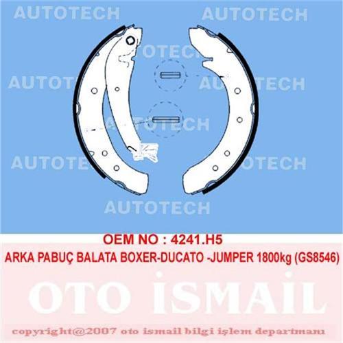 ARKA PABUÇ BALATA BOXER-DUCATO-JUMPER 94-02 JUMPY 1.6HDİ 07 SCUDO 1.6D07 EXPERT 07 1800kg