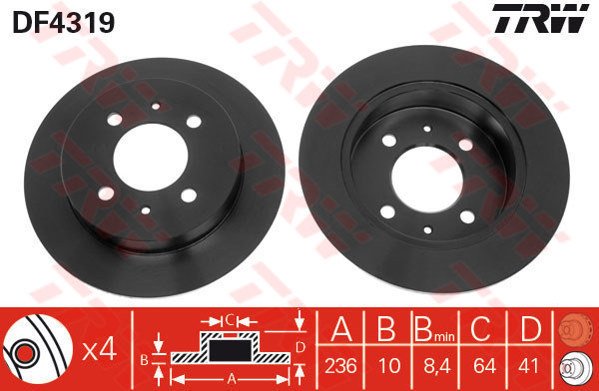 x ARKA FREN DİSKİ CARISMA 1.6/1.9TD 95-00 ABS LI