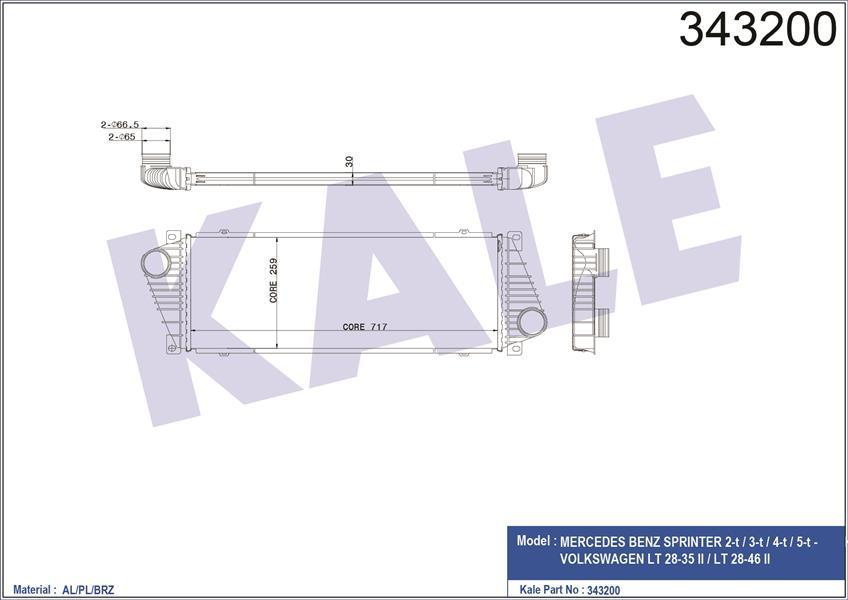 TURBOSARJ RADYATORU MERCEDES SPRINTER B901 B905 . VW LT 28-35-46