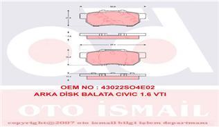 ARKA BALATA CIVIC 1.6İ 1.6 VTI 94/00 HONDA JAZZ 08 ACCORD 3 85-89