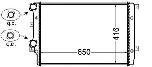 RADYATÖR CADDY 3-GOLF 5-PASSAT-A3-ALTEA-TOLEDO 3-OCTAVIA 1.9TDI AC KLİMASIZ MEK 650x415x34