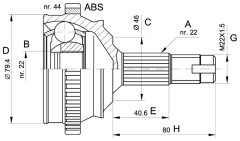 AKS KAFASI DIŞ BRAVA-BRAVO 1.6 16V 95-01 ABS Lİ ABS 44 DİŞ